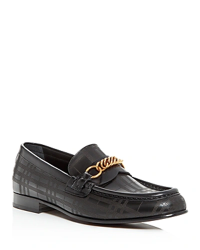 Shop Burberry Men's Moorley Moc-toe Leather Loafers In Black