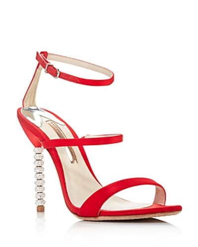 Shop Sophia Webster Women's Rosalind Crystal Satin High-heel Sandals In Red