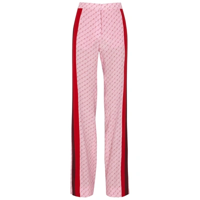 Shop Stella Mccartney Dana Monogrammed Wide-leg Silk Trousers In Pink