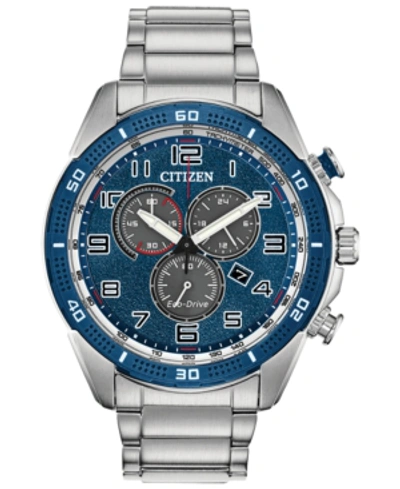 Shop Citizen Eco-drive Men's Chronograph Ltr Stainless Steel Bracelet Watch 45mm In Silver