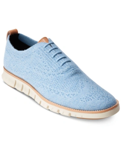 Shop Cole Haan Men's Zerogrand Wool Stitchlite Oxfords Men's Shoes In Blue Wool/ivory