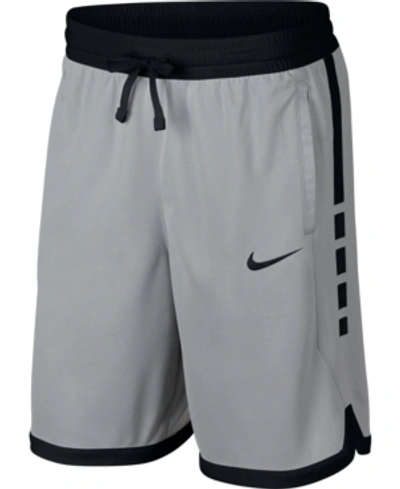 Shop Nike Men's Dri-fit Elite Basketball Shorts In Grey/white