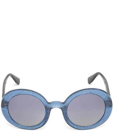 Shop Miu Miu Chunky Round Sunglasses In Transparent Divisa Glitter