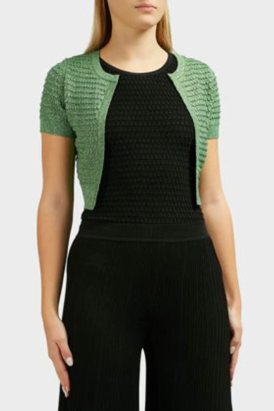 Shop Missoni Cropped Lurex Cardigan In Green