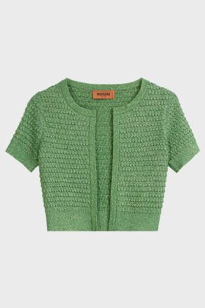 Shop Missoni Cropped Lurex Cardigan In Green