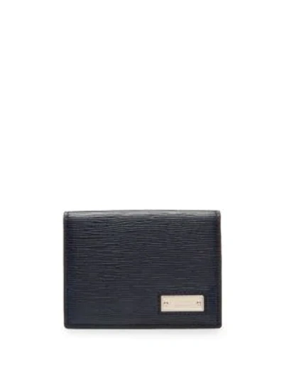 Shop Bally Balder Leather Card Holder In Ink Blue