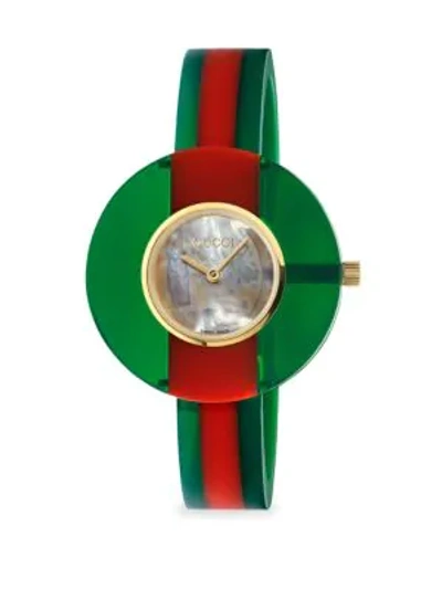 Shop Gucci Vintage Web Resin 35mm Green Red Green Watch