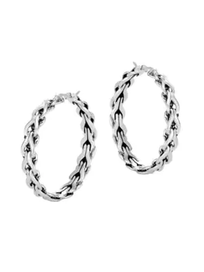 Shop John Hardy Women's Classic Chain Silver Medium Hoop Earrings