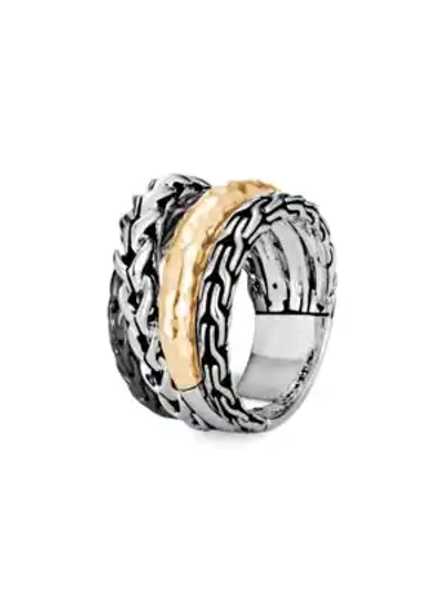 Shop John Hardy Classic Chain 18k Bonded Yellow Gold & Silver Ring In Silver Gold