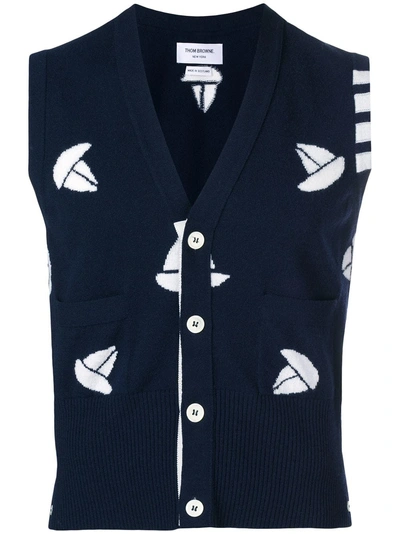 Shop Thom Browne 4-bar Sailboat Vest - Blue