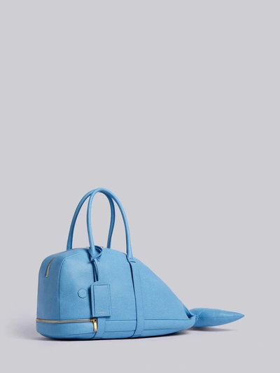 Shop Thom Browne Pebbled Leather Whale Bag In Blue