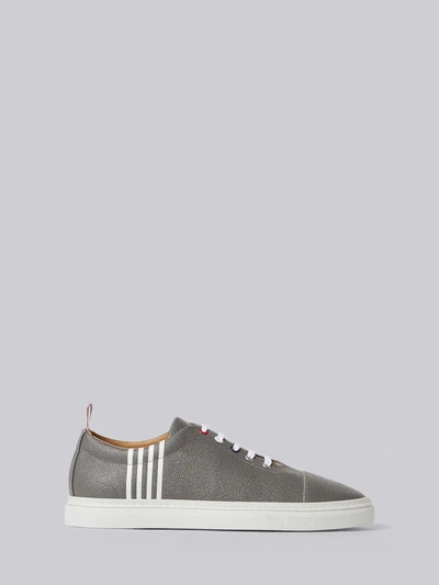 Shop Thom Browne Contrast 4-bar Emboss Trainer In Grey