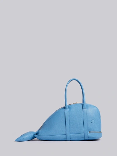 Shop Thom Browne Pebbled Leather Whale Bag In Blue