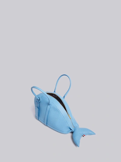 Shop Thom Browne Pebbled Leather Whale Bag In Blue
