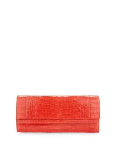 Shop Nancy Gonzalez Crocodile Leather Clutch Bag In Red