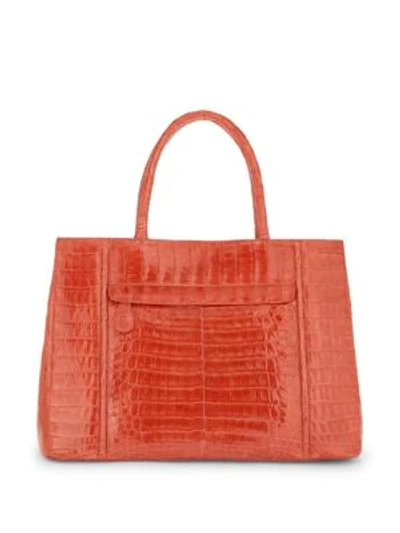 Shop Nancy Gonzalez Crocodile Leather Tote Bag In Brick