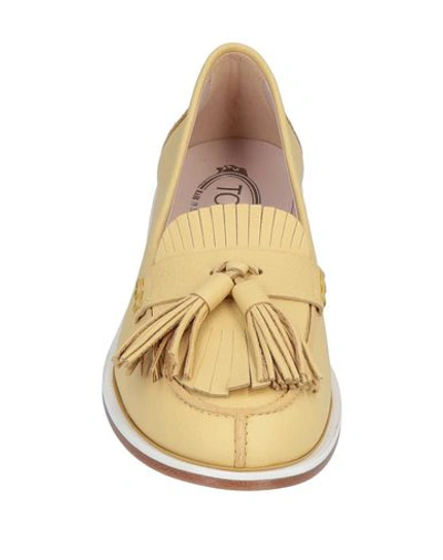 Shop Tod's Woman Loafers Light Yellow Size 5.5 Soft Leather