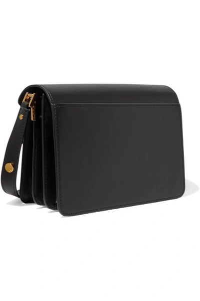 Shop Marni Trunk Medium Leather Shoulder Bag In Black