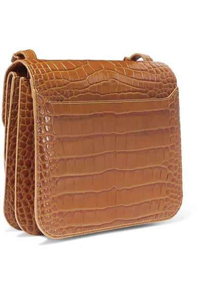Shop Rejina Pyo Ana Croc-effect Leather Shoulder Bag In Brown