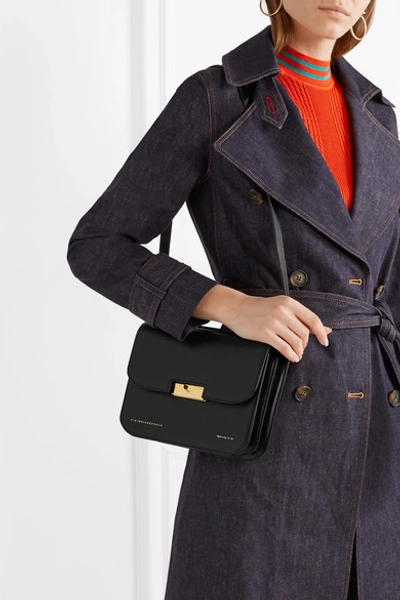 Shop Victoria Beckham Eva Leather Shoulder Bag In Black