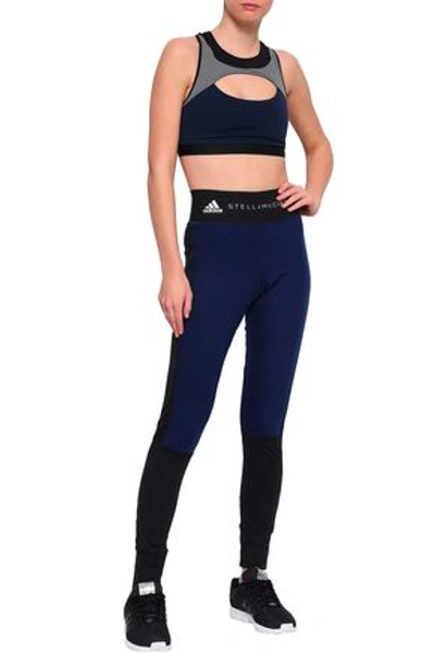 Shop Adidas By Stella Mccartney Woman Two-tone Stretch Leggings Black