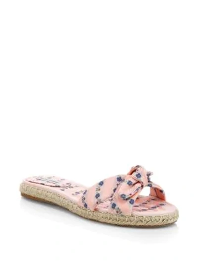 Shop Tabitha Simmons Floral Knotted Espadrille Slide Sandals In Light Pink
