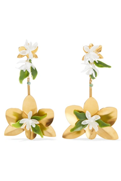 Shop Mercedes Salazar Orchid Gold-tone And Resin Earrings