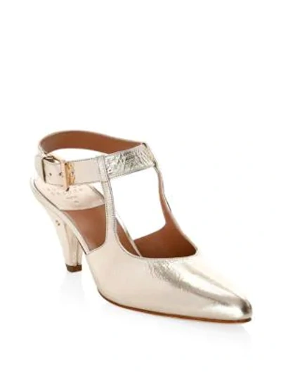 Shop Laurence Dacade Tosca Metallic Leather Mary Jane Pumps In Gold