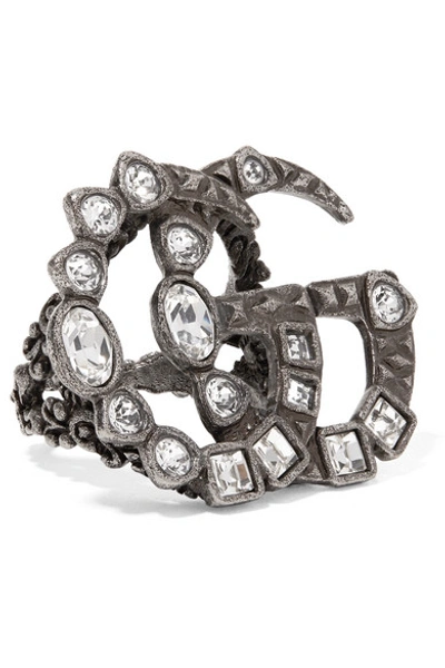 Shop Gucci Silver-tone Crystal Ring