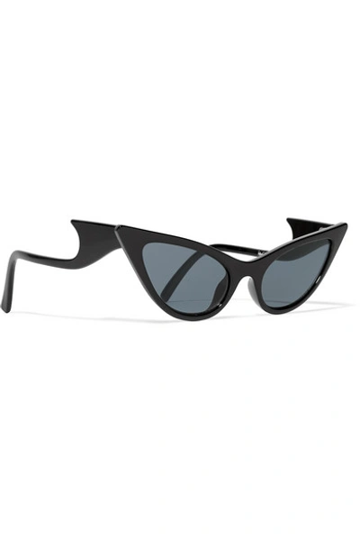 Shop Le Specs + Adam Selman The Prowler Cat-eye Acetate Sunglasses In Black