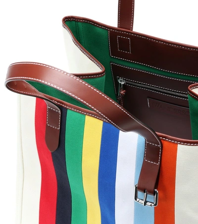 Shop Jw Anderson Leather-trimmed Canvas Tote In Multicoloured