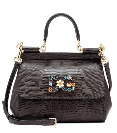 Shop Dolce & Gabbana Miss Sicily Small Leather Shoulder Bag In Black