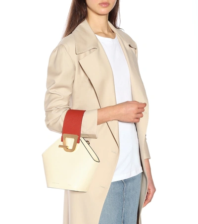 Shop Danse Lente Mini Johnny Leather Bucket Bag In Beige