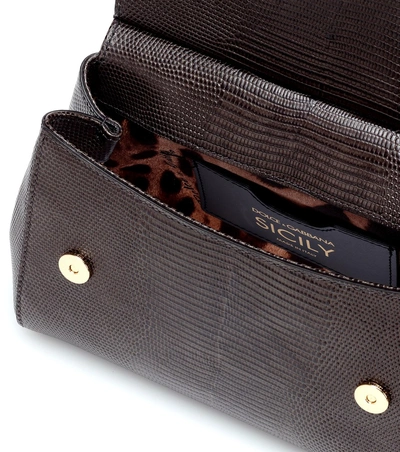 Shop Dolce & Gabbana Miss Sicily Small Leather Shoulder Bag In Black