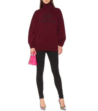 Shop Balenciaga Bb Wool And Cashmere Sweater In Red