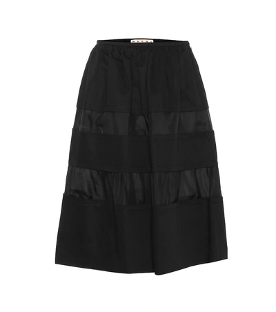 Shop Marni Cotton And Linen A-line Skirt In Black