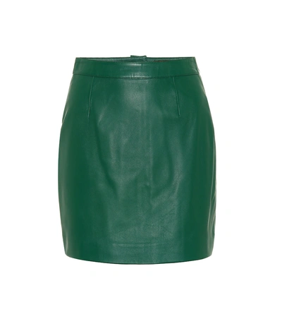Shop Alexa Chung Leather Miniskirt In Green
