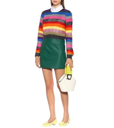 Shop Alexa Chung Leather Miniskirt In Green