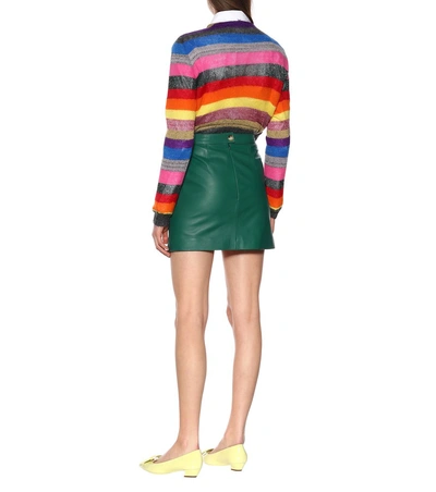 Shop Alexa Chung Leather Miniskirt In Green