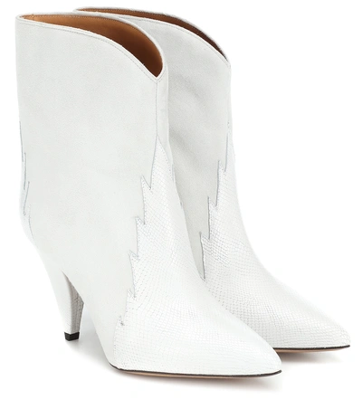 Shop Isabel Marant Leider Suede Ankle Boots In White