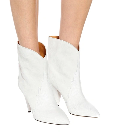 Shop Isabel Marant Leider Suede Ankle Boots In White