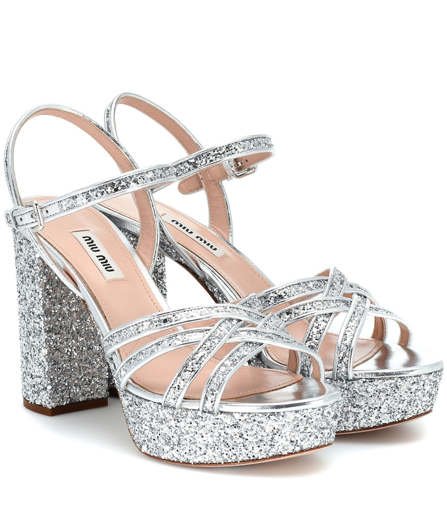 miu miu glitter platform sneakers