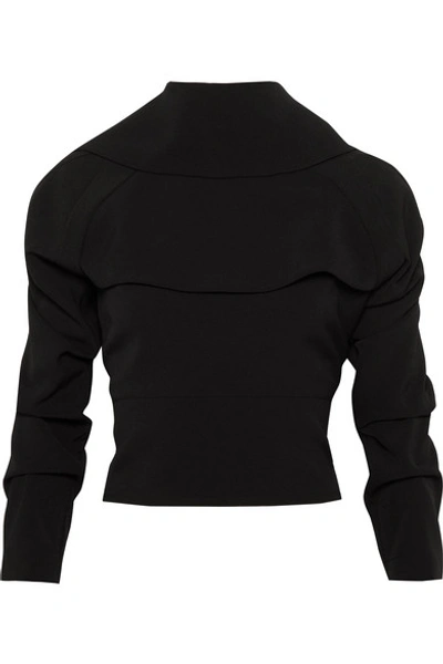 Shop A.w.a.k.e. Draped Backless Crepe De Chine Top In Black