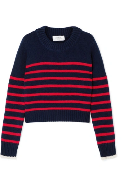 Shop La Ligne Mini Marin Striped Wool And Cashmere-blend Sweater In Navy