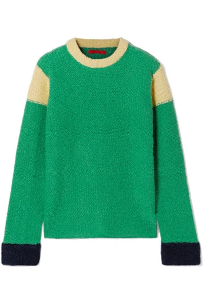 Shop Eckhaus Latta Kermit Color-block Knitted Sweater In Green