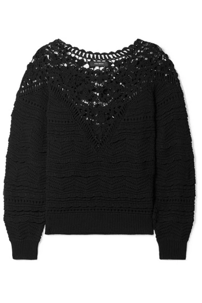 Shop Isabel Marant Camden Crocheted Cotton Sweater In Black