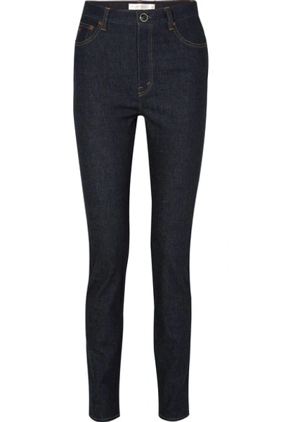 Shop Victoria Beckham High-rise Slim-leg Jeans In Dark Denim