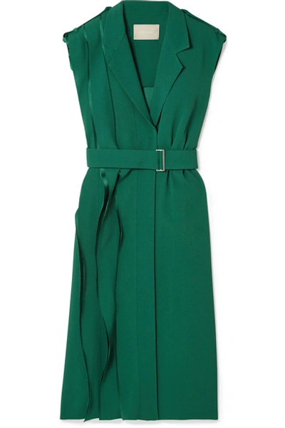 Shop Jason Wu Wrap-effect Layered Crepe Dress In Forest Green