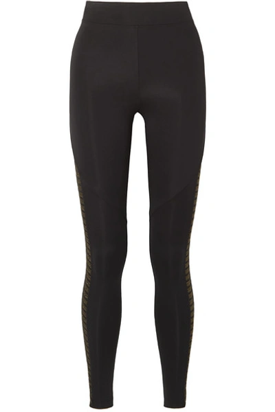 Shop Koral Chameleon Metallic Mesh-paneled Stretch-scuba Leggings In Black