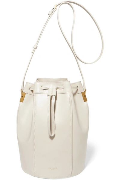 Shop Saint Laurent Talitha Medium Leather Bucket Bag In Cream